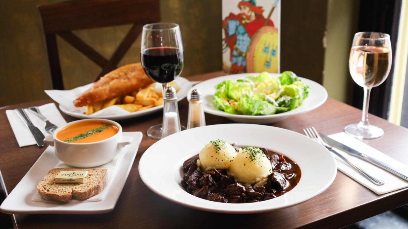 Delight in gourmet dining with fish and chips, hearty stew, fresh salad, soup, complemented by fine wine at our hotel restaurant.